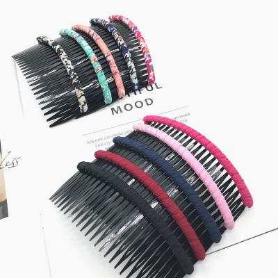 China New Designed Elegant Big Size Chiffon Flower Hair Comb Female Hair Styling Classic Acrylic Comb Custom Made for sale