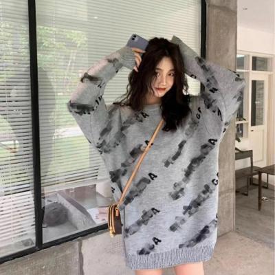 China Fashionable Washable Jacquard Loose Knit Casual Elegant Dresses Women Long Sleeve Sweater Dresses For Women Dress for sale
