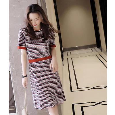 China Anti-wrinkle wholesale fitted clothing dresses 2021 knitted elegant fashion dresses women lady for sale