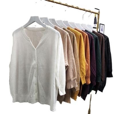 China 2021 Wholesale Soft QUICK DRY Ladies Cardigan V Neck Summer Cropped Knit Cardigan For Women for sale
