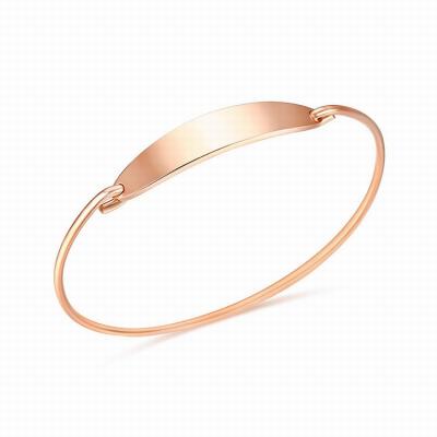 China FASHIONABLE Custom Engraving Polished Stainless Steel Medical Alert ID Charm Oval Fitted ID Bracelet Bangles For Women for sale