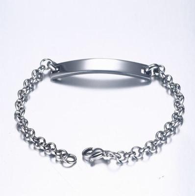 China FASHIONABLE Custom Name Bar ID Bracelet Stainless Steel Laser Engraved Message Bracelet for sale