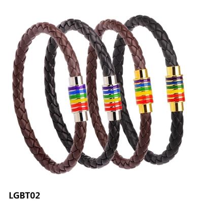 China ZILU genuine magnetic silver leather bracelet lead free nickel free lgbt cheap wrap for men for sale