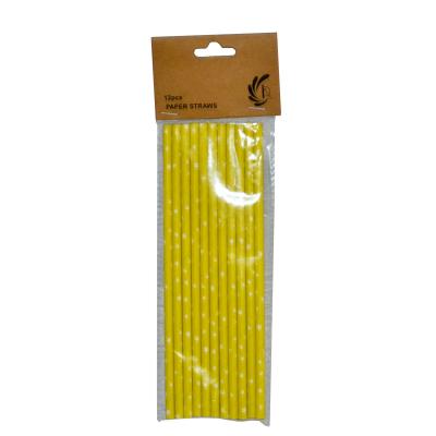 China Wholesale Minimalist Yellow Striped Paper Material Recycled Drinking Paper Straws For Party Use for sale