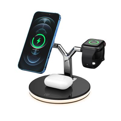 China Smart Watch 2022 New 3 in 1 Portable Adjustable Magnetic Wireless Charging Stand 15w Wireless Charging Station for Smart Watch Earphone for sale