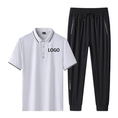 China 2 Pieces Suits Polo T-shirt Shorts Tracksuits Mens Breathable Summer Sportswear Custom Logo Running Mens Custom Shorts Set for sale