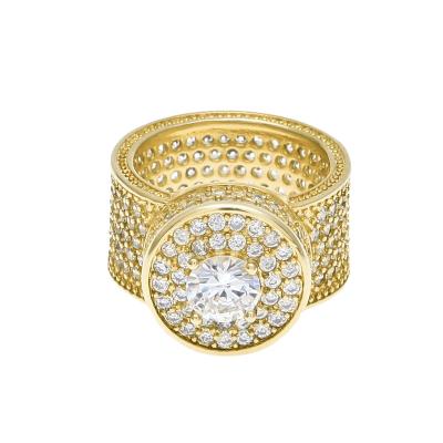 China Hiphop Icool Custom Iced Out Big Ring Plated Stainless Rings Hip Hop Belly Ring Jewelry for sale