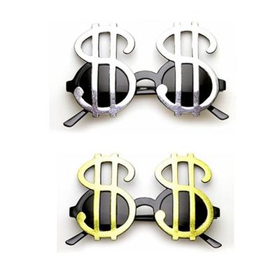 China Dress Up Props Wholesale Dollar Sign Sunglasses Fashion Gold Silver High Quality Eye Glasses For Novelty Party Photo Booth Props Decorations for sale