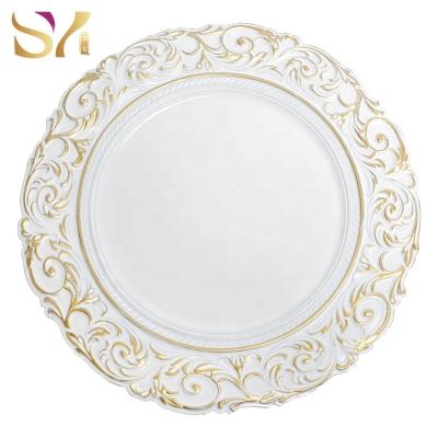 China New Style Sustainable Charger Plates Plastic Wedding Plates With Gold for sale