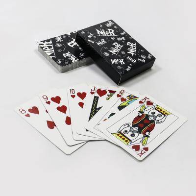 China venda a retalho de cartões de jogo automático preto póquer logotipo personalizado de design próprio impressão a cores inteiras fabricação à venda