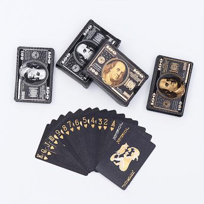 China Custom Design Único USA Dolar Padrão Cartões de Jogo Fábrica Impressão Durável Preto Plástico PVC Poker à prova d'água à venda