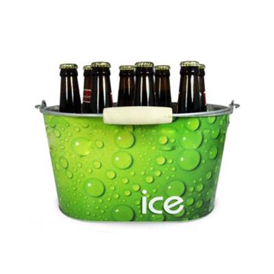 China Durable Oval Printing Galvanized Iron Metal Ice Bucket for sale