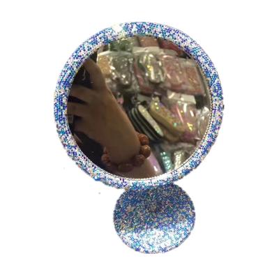 China Large And Small Size Ins Style Rhinestone 360 Degree Mirror Contemporary Mirror Blue for sale