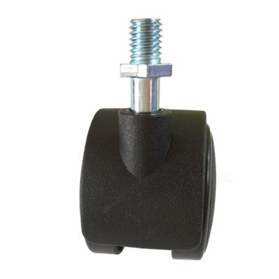 China Furniture Caster 30kgs 2 Inch Black Nylon Threaded Screw 2 Wheels Chair Caster for sale