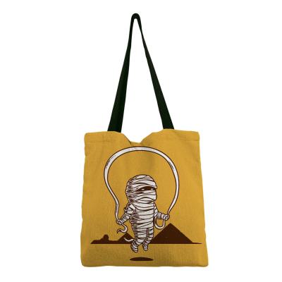 China Wholesale Custom Print Washable African Cotton Mom Rope Skipping Style Canvas Handbags For Shopping for sale