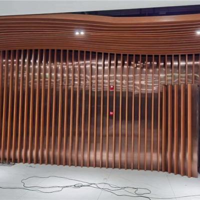 China Wave Baffle Aluminum Cladding Panel 3000mm Wooden Grain Finished for sale