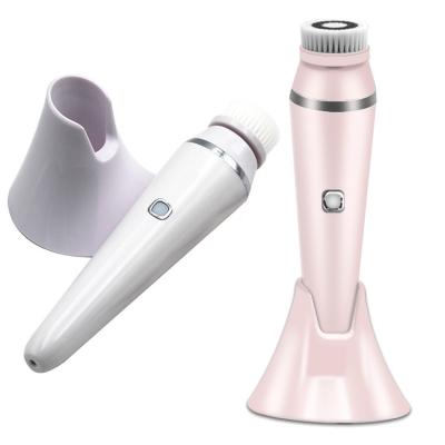 China 2020 Facial Exfoliators Brush 4 in 1 Rechargeable Mini Silicone Electric Face Cleansing Brush for sale
