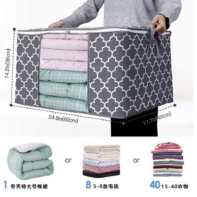 China Sustainable Dorm Room Organizer Pillow Cloth Storage Bag Folded Nonwoven Fabric Storage Bag With Clear Window for sale