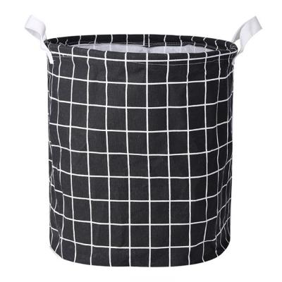 China Household Eco-friendly Durable Cotton Collapsible Organizer Folding Laundry Storage Canvas Round Basket for sale