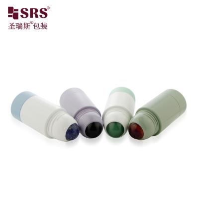 China RPPE 50ml Refillable Primary Roll On Bottle Package For Containing antiperspirant Applicator With Natural Stone Ball for sale