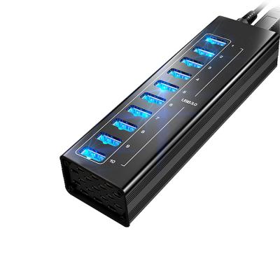 China Mobile Devices /Desk Computer/Laptop Aluminum Alloy 5Gbp Hi-Speed USB3.0 10 Ports HUB With Indicator Body Light for sale