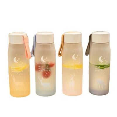China Viable Korean version beautiful large capacity elk cup plastic creative trend student simple frosted portable water bottle for sale