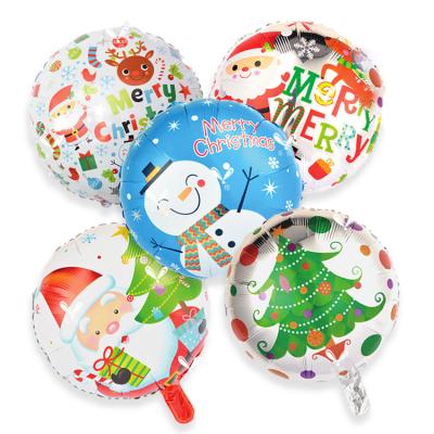 China Gift Toy 18 Inch Round Christmas Helium Mylar Balloon Foil Balloon Christmas For New Year Party Decoration Supplies for sale