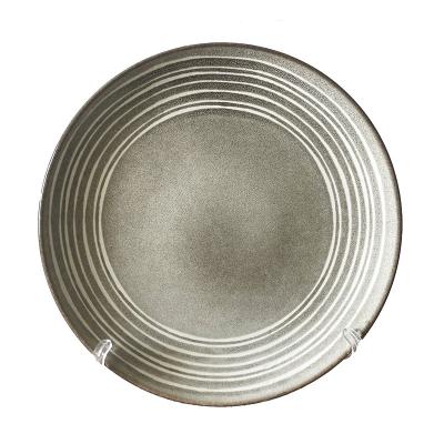 China Sustainable Stoneware High Quality Flatware Cutlery Embossed Circles Dinnerware Sets for sale