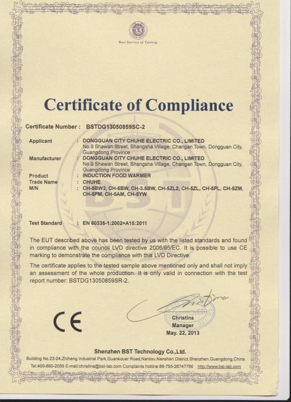 CE -LVD-2 - Dongguan City Chuhe Electric Co., Limited