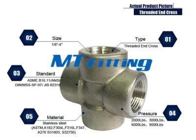 中国 ASTM A182は通った/ソケットF304L/304Hステンレス鋼の高圧終わりの十字付属品を溶接しました 販売のため