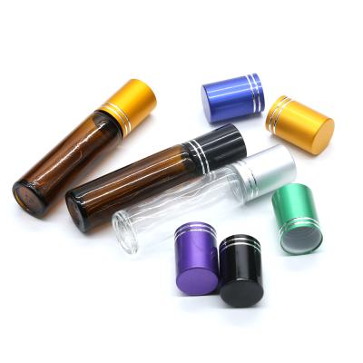 China Personal care 10ml rollon amber glass bottle with roller and rollon cap for sale