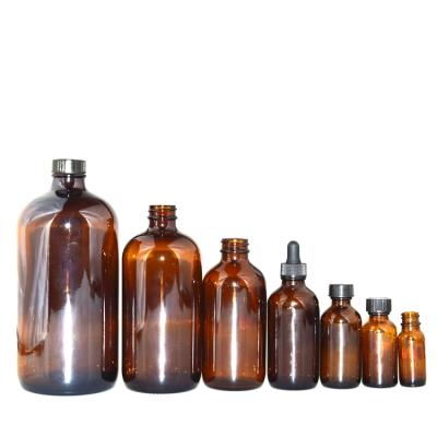 China Cheap High Quality Wholesale Custom Sales1oz 2oz 4oz Personal Care Round Boston Glass Hot Bottle for sale