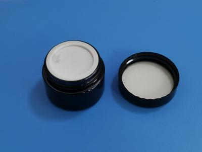 China Amber personal care jars with black lids and liner for sale