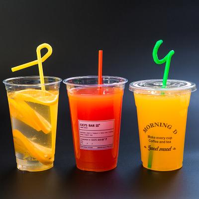 China Costom Disposable Logo 10oz Disposable In 24oz PET Plastic Cold Drink Juice Cup With Lid for sale
