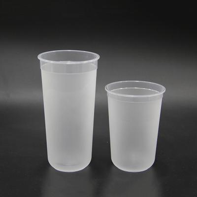 China China factory single wall custom injection u logo shape plastic frosted milk tea cup for sale
