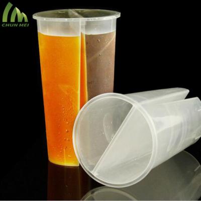 China Disposable injection 700ml equal dose boba cup plastic twin cups with lid for sale