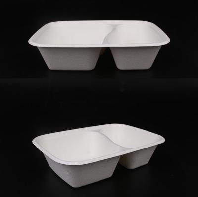 China Disposable Divided Bamboo Food Grade Bento Lunch Box Pulp Bento Lunch Box Packaging Container for sale