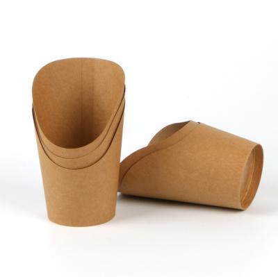 China Custom Wholesale Disposable Logo French Fries Fast Food Disposable Kraft Paper Cups For Snack for sale