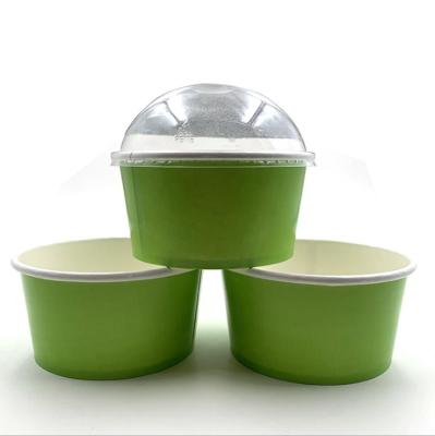 China Disposable Frozen Yogurt Paper Cup Disposable Ice Cream Cup With Plastic Lid for sale