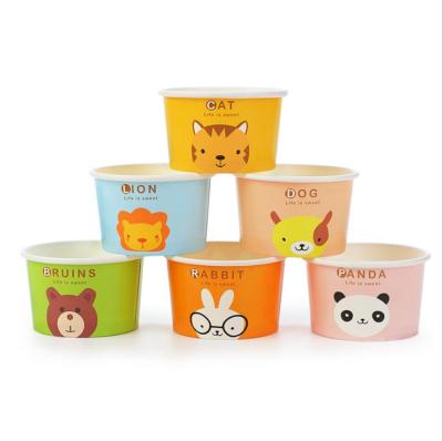 China LOGO Printed Disposable Custom Ice Cream Paper Cups Bowls With Dome Lid for sale
