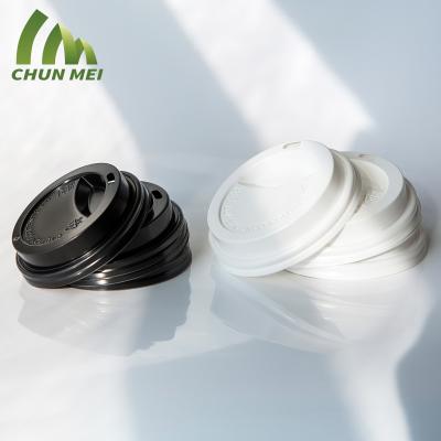China Non Spill Custom Disposable Black And White Drink Paper Cup Lid Plastic Hot Switch Lid Cover for sale