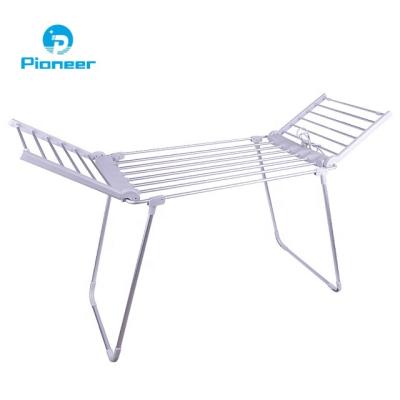 China Sustainable Foldable Laundry Clothes Hanging Rack Aluminum Clothes Stand Drying Adjustable Clothes Display Rack for sale