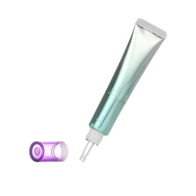 China Recyclable Cosmetics Beauty 15ml 20ml 25ml Emty Green Gold Gloss Printed Flat Soft Squeeze Packaging Plastic Tubes For Serum Cream for sale