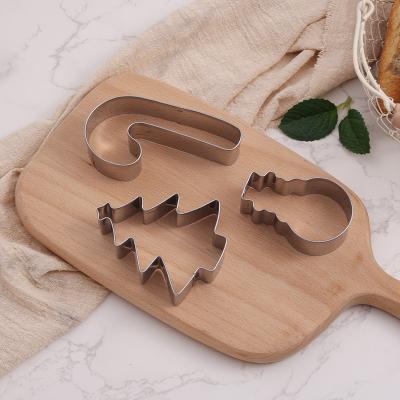China Sustainable Christmas Custom Stainless Steel 3 PCS Cookie Making Tools Set Biscuit Cutters for sale