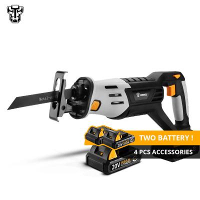 China DEKO DKRS20Q2C Cordless Saw Speed 20V 1500mAh 100mm Cutting Capacity Power Reciprocating Saw Cordless Wood Saw for sale