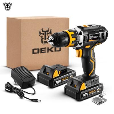 China DEKO GCD20DU2 SET2 20V 1500mAh Cordless Drill 15+1 Torque 2 Speed Li-ion Battery Woodworking Screwdriver Power Tool Set 1/2
