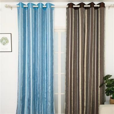 China Blackout Simple Elegant Custom 100%Polyester Curtain For Living Room Double Layer Blackout Striped Window Drapes for sale