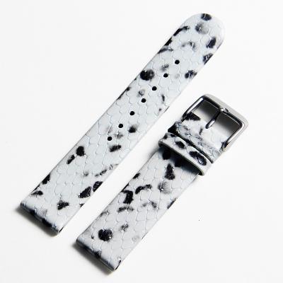 China High Quality Custom Leather Watch Band Embossed Cowhide Wholesale Leather Snake Pattern Watch Band Fashion Style for sale