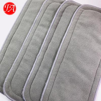 China Custom Charcoal Bamboo Diaper Plain Weave Reusable Cloth Diapers 4 Inserts Cloth Diaper Insert For Babies for sale