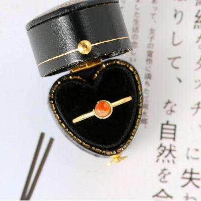 China Vintage 2021 Fine Jewelery S925 Sterling Silver Solitaire 5mm Sun Stone Natural Round Ring For Women R130-M for sale
